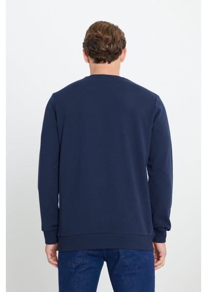 2 Iplik Sıcak Tutan Standart Fit Normal Kesim Bisiklet Yaka Ottoman Desenli Sweatshirt
