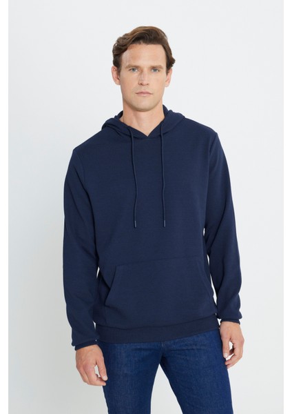 2 Iplik Sıcak Tutan Standart Fit Normal Kesim Kapüşonlu Ottoman Desenli Cepli Sweatshirt modelleri