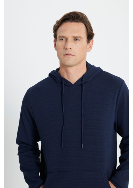 2 Iplik Sıcak Tutan Standart Fit Normal Kesim Kapüşonlu Ottoman Desenli Cepli Sweatshirt fırsatları