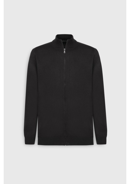 Anti-Pilling Tüylenme Yapmayan Standart Fit Normal Kesim Dik Yaka Triko Hırka