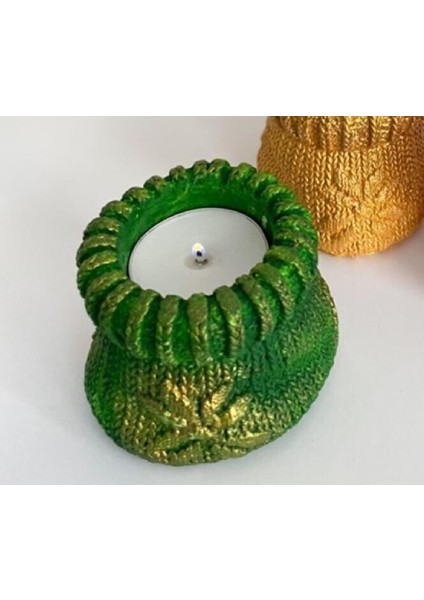Örgü Çorap Tealight Mumluk 7cm Silikon Kalıp K-367 fırsatları