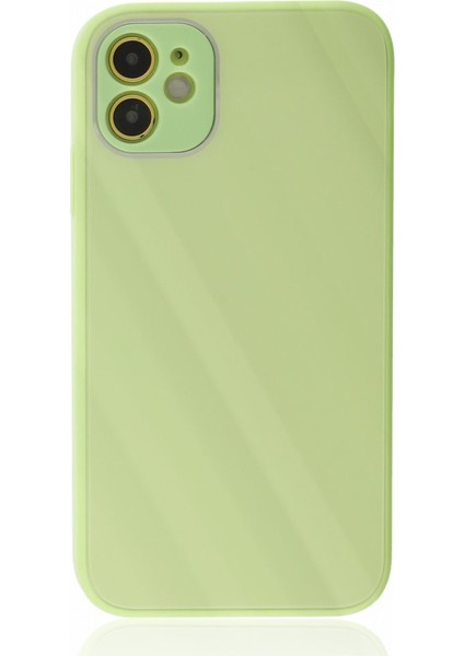 Apple iPhone 12 Kılıf Kamera Korumalı Arkası 9h Temperli Cam Yüzey Soft Tasarım Glass Kapak