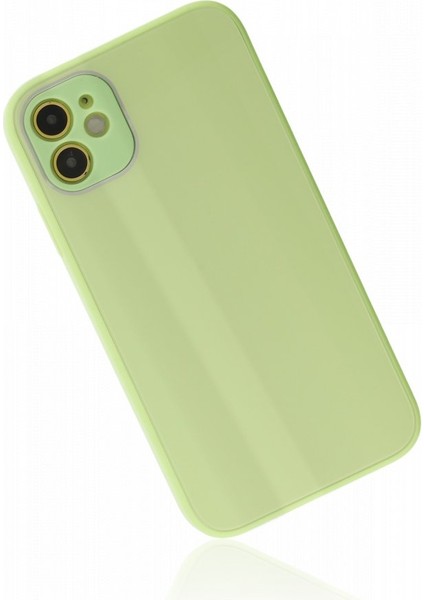 Apple iPhone 12 Kılıf Kamera Korumalı Arkası 9h Temperli Cam Yüzey Soft Tasarım Glass Kapak