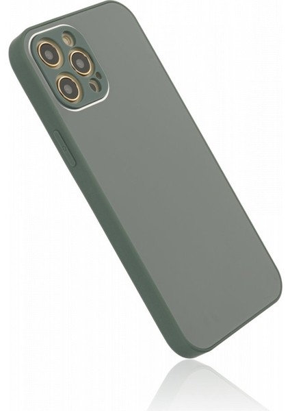 Apple iPhone 12 Pro Kılıf Kamera Korumalı Arkası 9h Temperli Cam Yüzey Soft Tasarım Glass Kapak