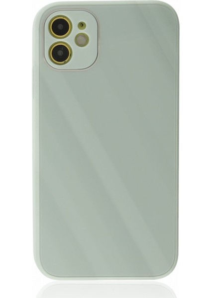 Apple iPhone 12 Kılıf Kamera Korumalı Arkası 9h Temperli Cam Yüzey Soft Tasarım Glass Kapak