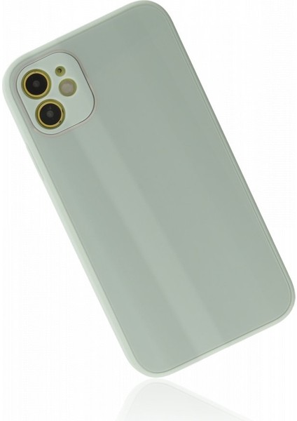 Apple iPhone 12 Kılıf Kamera Korumalı Arkası 9h Temperli Cam Yüzey Soft Tasarım Glass Kapak