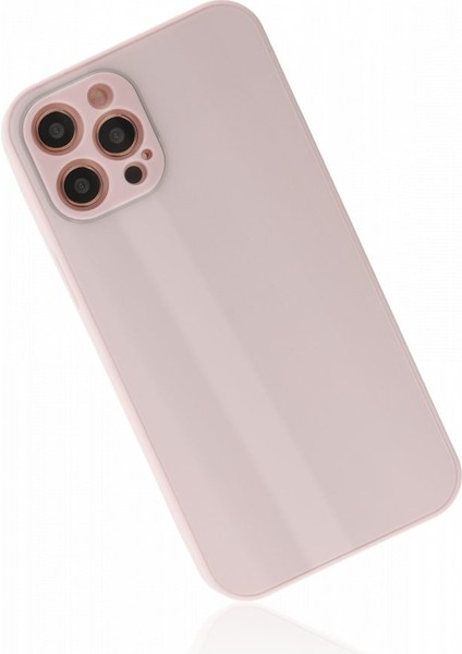 Apple iPhone 12 Pro Max Kılıf Kamera Korumalı Arkası 9h Temperli Cam Yüzey Soft Tasarım Glass Kapak