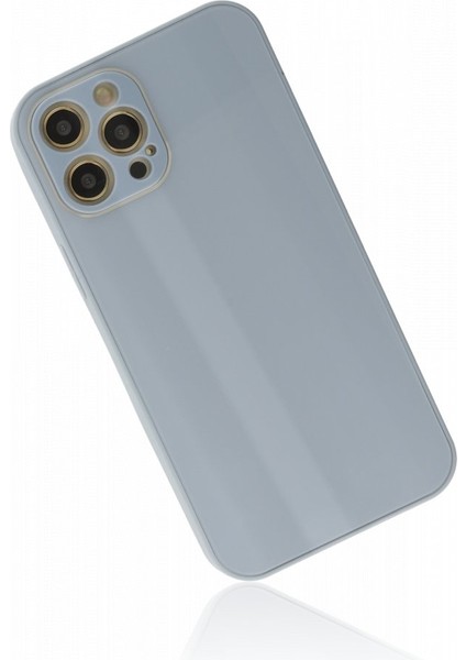 Apple iPhone 12 Pro Max Kılıf Kamera Korumalı Arkası 9h Temperli Cam Yüzey Soft Tasarım Glass Kapak