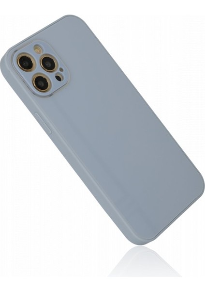 Apple iPhone 12 Pro Max Kılıf Kamera Korumalı Arkası 9h Temperli Cam Yüzey Soft Tasarım Glass Kapak
