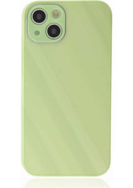 Apple iPhone 13 Kılıf Kamera Korumalı Arkası 9h Temperli Cam Yüzey Soft Tasarım Glass Kapak