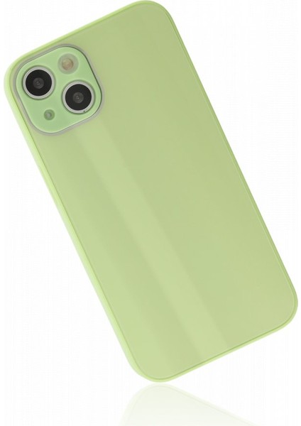 Apple iPhone 13 Kılıf Kamera Korumalı Arkası 9h Temperli Cam Yüzey Soft Tasarım Glass Kapak