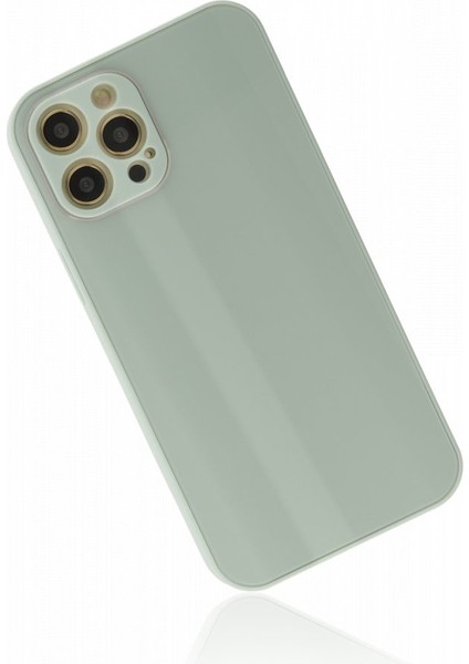 Apple iPhone 12 Pro Max Kılıf Kamera Korumalı Arkası 9h Temperli Cam Yüzey Soft Tasarım Glass Kapak
