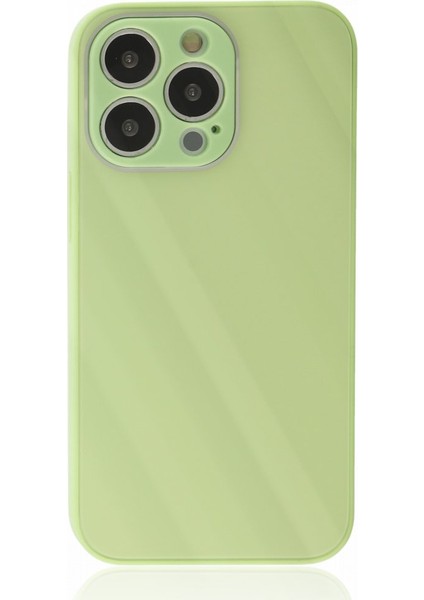 Apple iPhone 13 Pro Kılıf Kamera Korumalı Arkası 9h Temperli Cam Yüzey Soft Tasarım Glass Kapak