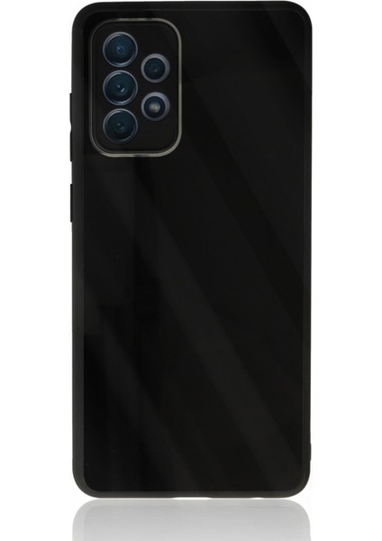 Samsung Galaxy A72 Kılıf Kamera Korumalı Arkası 9h Temperli Cam Yüzey Soft Tasarım Glass Kapak