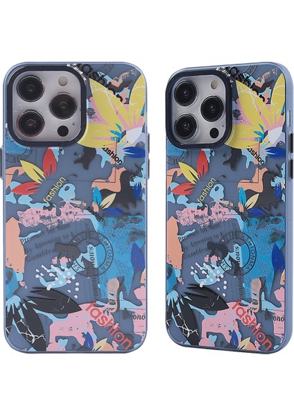 Apple iPhone 13 Pro Max Kılıf Soft ve Pastel Renkli Desenli Silikon Prada Kapak