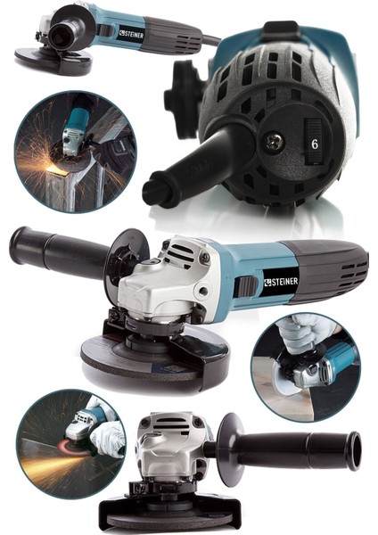 Germany Technology 2400 W 125MM Professional 6 Kademe Devir Ayarlı Avuç Içi Taşlama Makinesi