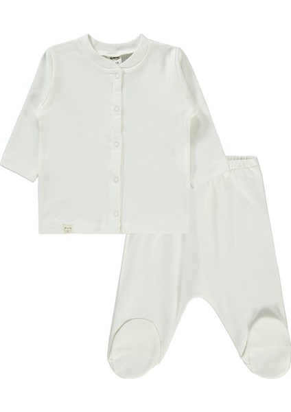 Erkek Bebek Pijama Takımı 1-6 Ay Ekru