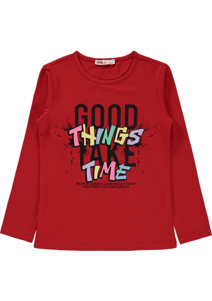 Kız Çocuk Sweatshirt 6-9 Yaş Kırmızı