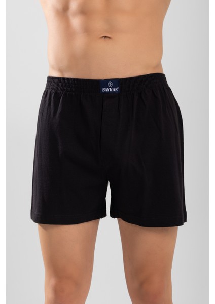 Erkek Pamuklu Düz Boxer 3'lü Set 1119 Siyah