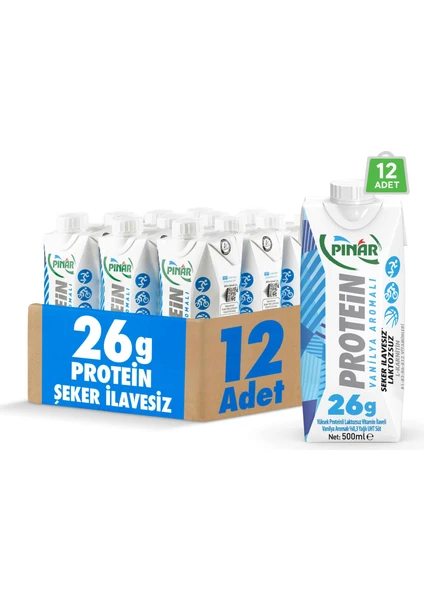 Vanilya Aromalı Proteinli Süt 500 ml x 12 Adet