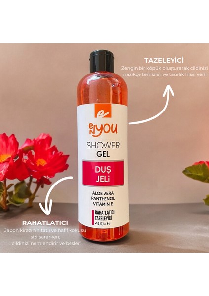 Duş Jeli Rahatlatıcı ve Tazeleyici Etki Shower Gel Argan Yağı, Panthenol, Vitamin E Japon Kiraz Çiçeği 400 ml