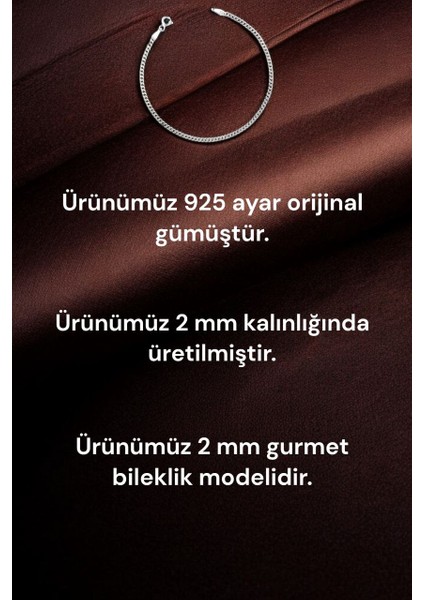 Moda Gümüş Evi 925 Ayar Gümüş 2 mm Gurmet Modeli Erkek Gümüş Bileklik