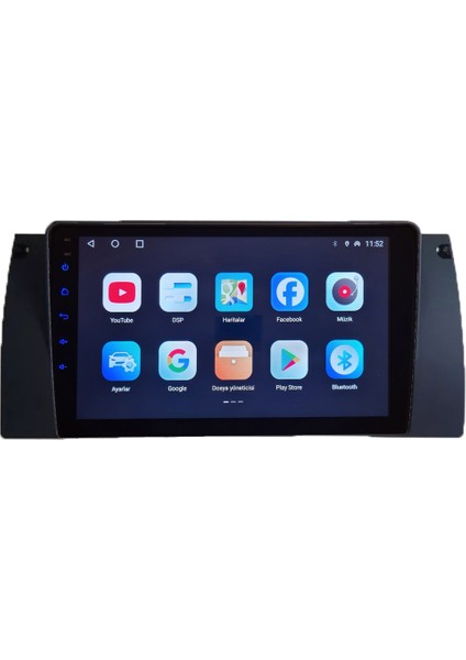 Bmw E39 (1996-2003)Android Sürüm 13 Kablosuz Carplay Navigasyon Multimedya 9 Inç Ekran Navigasyon Cihazı 4G Ram +32GB Hafıza Çerçeve ve arka görüş kamerası ile