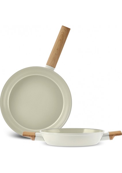 Swiss Crystal Almond Cream Indüksiyon Tabanlı Tava Sahan Set