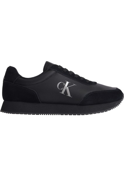 Kadın / Kız Calvin Klein Marka Logolu Süet Deri Üst Kısımlı Eva Dış Tabanlı Rahat Iç Köpük Tabanlı Siiyah Sneaker YM0YM01119-0GJ