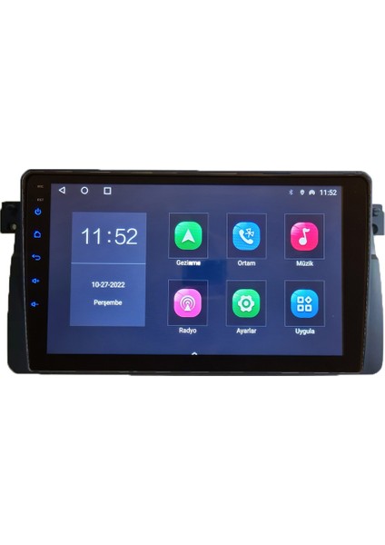 Bmw E46 (1999-2005)Android Sürüm 13 Kablosuz Carplay Navigasyon Multimedya 9 Inç Ekran Navigasyon Cihazı 4G Ram+32GB Hafıza Çerçeve ve arka görüş kamerası ile