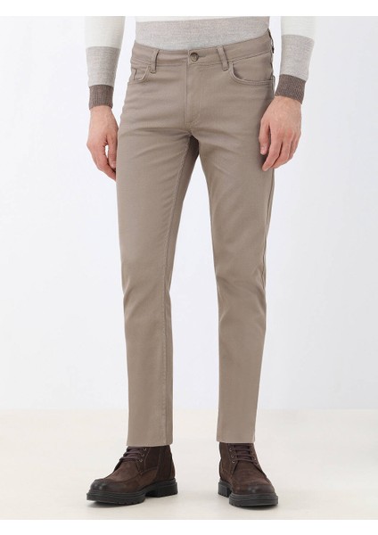 Fındık Düz Dokuma Slim Fit Casual Pamuk Karışımlı Pantolon