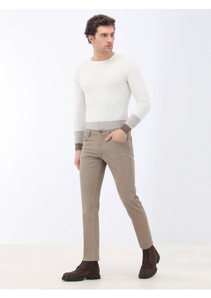 Fındık Düz Dokuma Slim Fit Casual Pamuk Karışımlı Pantolon