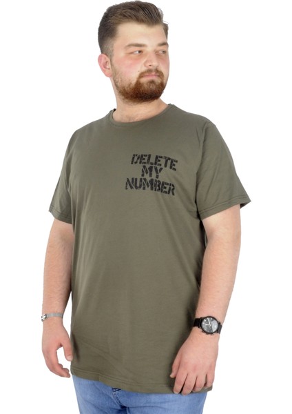 Büyük Beden T-Shirt Bisiklet Yaka Delete 22169 Haki