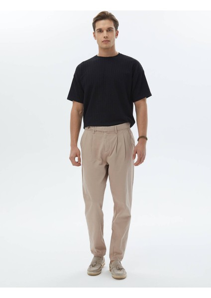 Açık Kahve Dokuma Smart Casual %100 Pamuk Pantolon