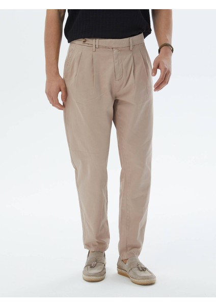 Açık Kahve Dokuma Smart Casual %100 Pamuk Pantolon fiyatları