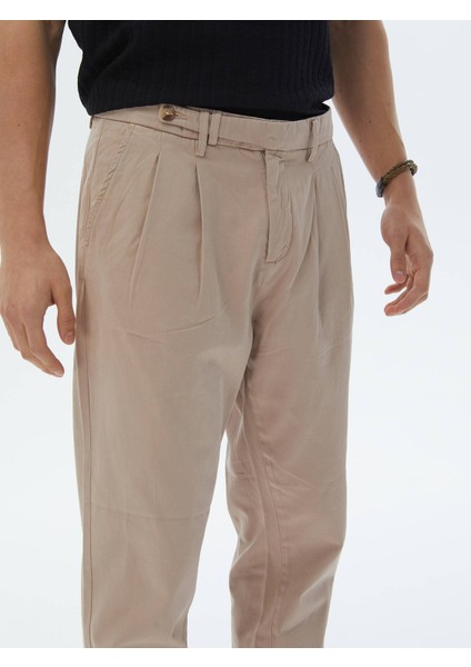 Açık Kahve Dokuma Smart Casual %100 Pamuk Pantolon modelleri
