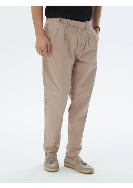 Açık Kahve Dokuma Smart Casual %100 Pamuk Pantolon fırsatları