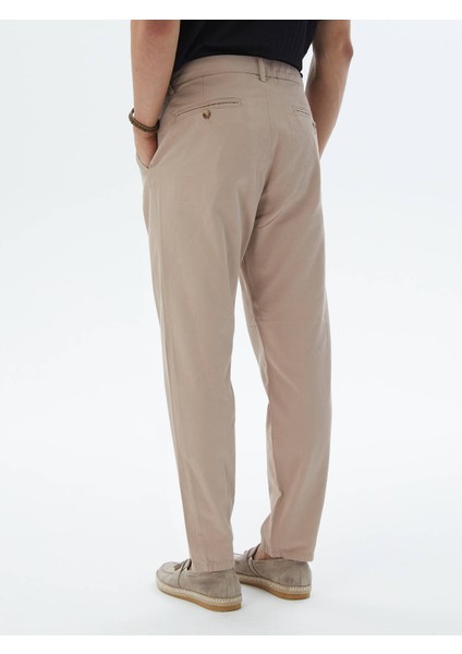 Açık Kahve Dokuma Smart Casual %100 Pamuk Pantolon indirimleri