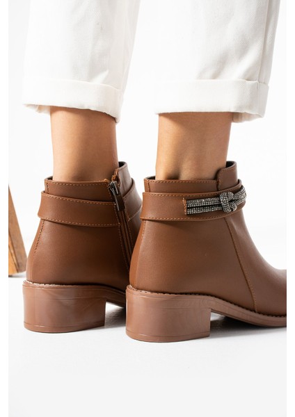 Kadın Fermuarlı Yandan Burgu Taş Detaylı Cilt Günlük Bot Çizme Ayakkabı fırsatları