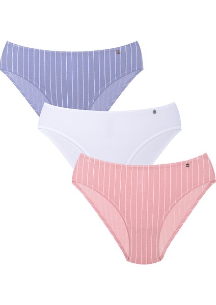 Stripe 3'lü Kadın Bikini Külot