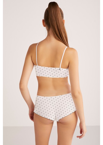 Polka Puantiyeli Kadın Şort Beyaz modelleri