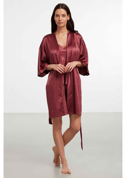 Kimono Yaka Uzun Kol Mini Kadın Sabahlık Sofia Sabahlık