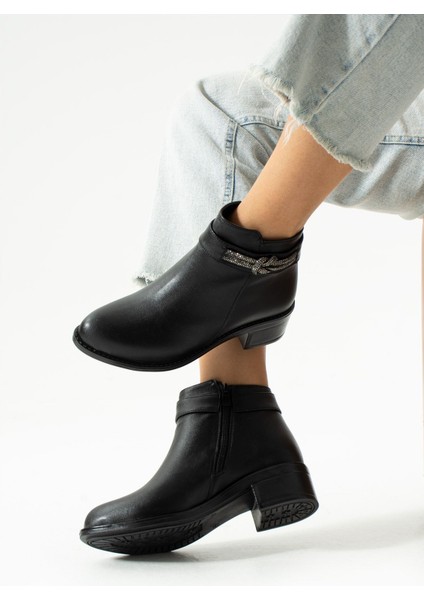 Kadın Yandan Taş Toka Detaylı Kışlık Su Geçirmez Içi Kürklü Günlük Kullanım Bot