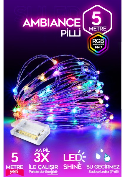 Pilli Rgb LED Işık 5 Metre Iç & Dış Mekan Parti Dekor Kutlama Işığı Renkli LED Dekorasyon