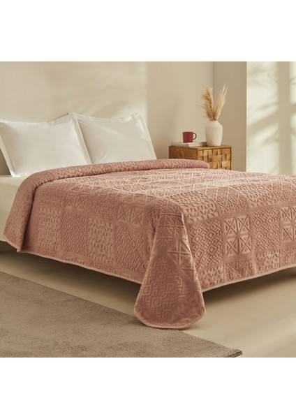 Rita Çift Kişilik Emboss Battaniye Pudra