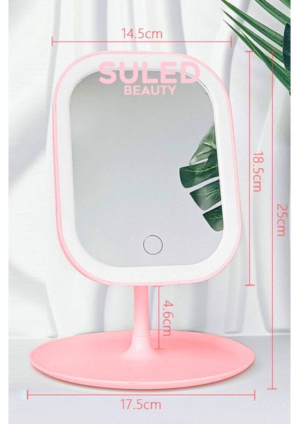 LED Işıklı Makyaj Aynası 3 Modlu USB Şarjlı Dikdörtgen Taşınabilir Açı Ayarlı Güzellik Ayna