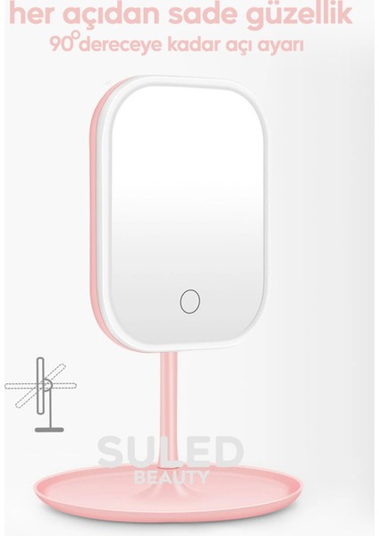 LED Işıklı Makyaj Aynası 3 Modlu USB Şarjlı Dikdörtgen Taşınabilir Açı Ayarlı Güzellik Ayna indirimleri