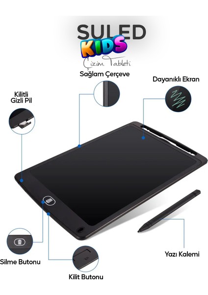 Çocuk Çizim Tableti 8,5 Inç Ce Belgeli Kalemli LCD Dijital Yazı & Çizim Tableti Oyuncak Yazı Tahtası