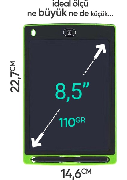 Çocuk Çizim Tableti 8,5 Inç Ce Belgeli Kalemli LCD Dijital Yazı & Çizim Tableti Oyuncak Yazı Tahtası