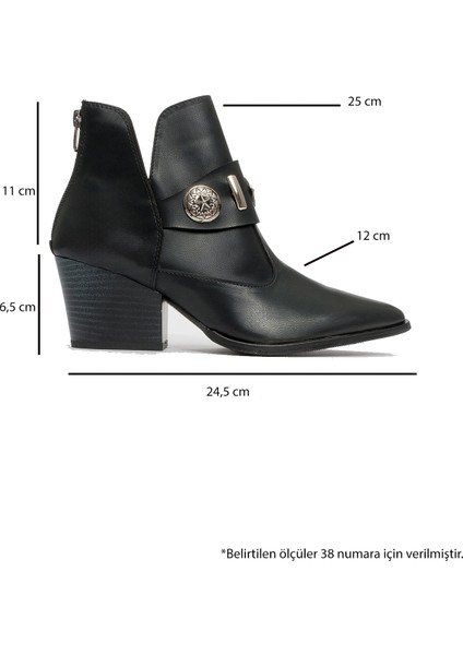 Kenda Siyah Cilt Arkadan Fermuarlı Tokalı Kadın Kalın Topuklu Bot fırsatları